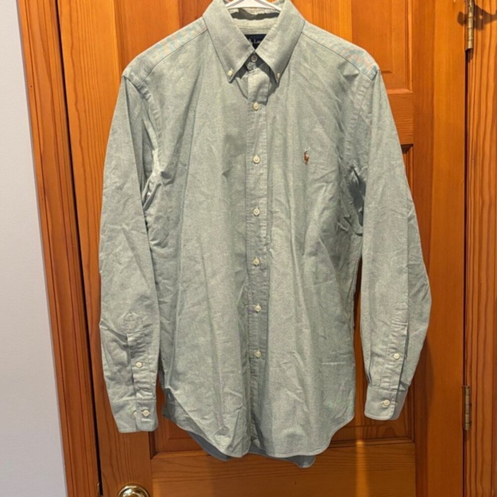 Ralph Lauren Men’s Oxford Classic Fit Long Sleeve Blue Gray Button Down Shirt - Picture 2 of 7